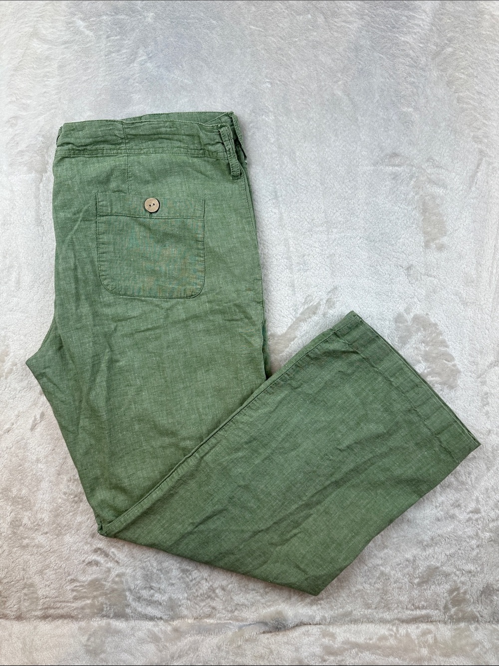Derek Heart Women’s Linen Cotton Wide Leg Pants Olive Green Size L Casual